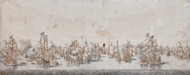 Slaget vid Fehmarn, ca 1650 (bläck och tvätt på papper)