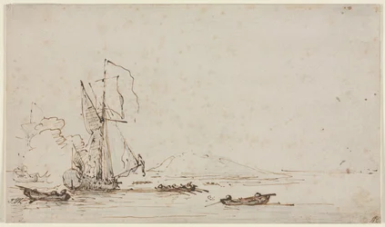 Yacht tar emot salut, ca. 1700.