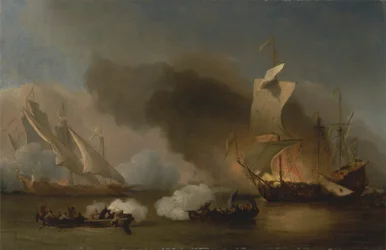 En aktion mellan engelska fartyg och Barbary Corsairs
