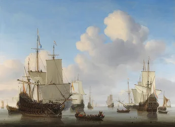 Nederländska fartyg på ett lugnt hav. Omkring 1665