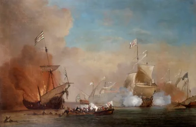 Pirater angriper ett fartyg från brittiska flottan, 1600-talet