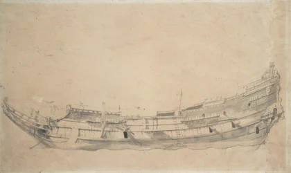 Porträtt av en holländsk fregatt, ca 1655 (grafit, grå tvätt)