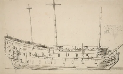 Porträtt av en tvådäckare, ca 1675 (grafit, grå lav)