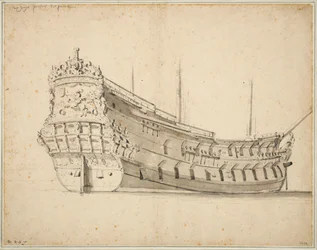 Porträtt av "Prins te Paard", byggd ca 1658 och förlisad 1683, ca 1666 (grafit, grå lav)