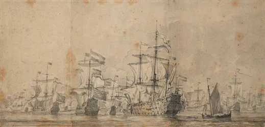 Kapitulationen av "Royal Prince", 3-13 juni 1666, ca 1666 (grafit, grå tvätt)