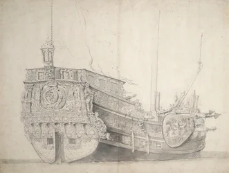 Porträtt av en holländsk prins yacht, ca 1660 (grafit, grå tvätt)