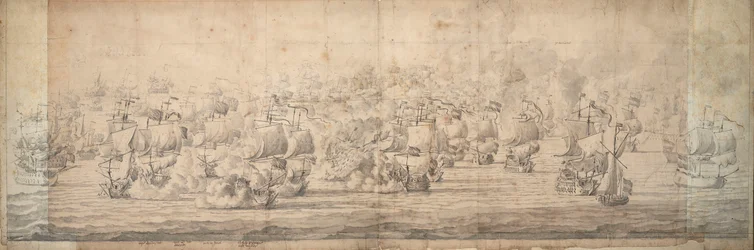 Slaget vid Lowestoft, 3-13 juni 1665, ca 1674 (grafit, tusch)