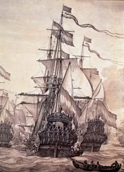 Den holländska flottan 1672. Detalj - olja på duk