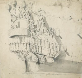 Aktern på "Hampton Court", ca 1685 (grafit, grå tvätt)