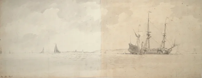 En holländsk krigsman vid ankaret, ca 1666 (grafit)