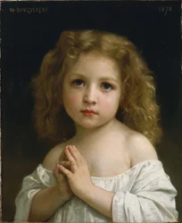 ""Porträtt av en liten flicka med händerna knäppta i bön"" Målning av William-Adolphe Bouguereau (1825-1905) 1878 National Museum of Western Art, Tokyo Japan