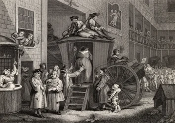 Country Inn Yard, graverad av Timothy Engleheart (1803-79) från 