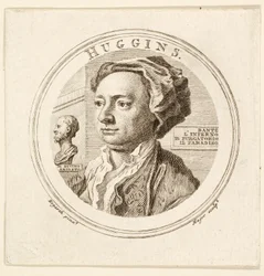 Porträtt av William Huggins, pub. 1760 (gravyr)