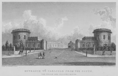Ingång till Carlisle från söder, Prison and Sessions House (gravyr)