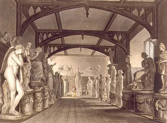 Staty Gallery, illustration från "Historien om Oxford", graverad av puben Frederick Christian Lewis (1779-1856). av R. Ackermann