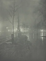 Wet Night, Columbus Circle, New York, ca. 1897.