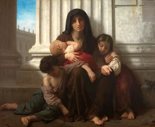 Välgörenhet, 1865 även känd som "The Indigent Family".