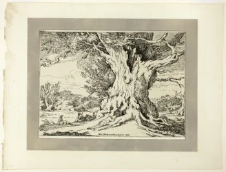 Resting, Men and Dogs Under a Big Tree, från första numret av Specimens of Polyautography