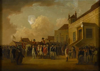 Frederick Augustus, hertig av York, granskar trupper i Flandern, 1794 ca