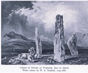 Cirkel av stenar i Turmore, Isle of Arran, 1945