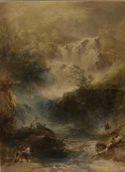 Torke Waterfall, Killarney, ca 1860 (akvarell och blyerts på papper)