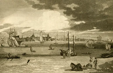 "Utsikt över Liverpool, från färjan, Lancashire", 1808.