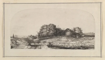 Landskap med en hölada och en fårflock kopia, 1750-1810.
