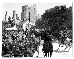 Drottning Victorias ankomst till Kelso, Skottland, 1887.