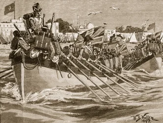 De brittiska truppernas avgång från Alexandria, 1807, illustration från "Cassell