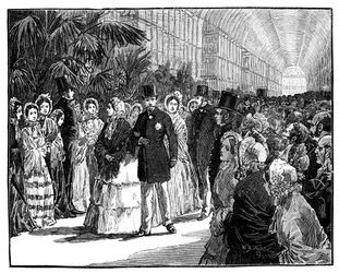 Kungligt och kejserligt besök i Crystal Palace, 1850-talet, c1888.