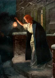 Hon stod och svängde lyktan sakta från sida till sida, 1914.
