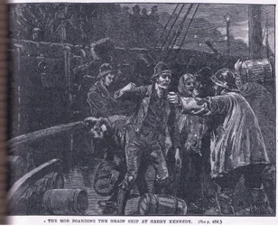 Pöbeln går ombord på ett spannmålsfartyg vid Garry Kennedy AD 1841