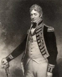 Sir Thomas Troubridge, 1:e baronet, graverad av W. Holl, ur ”National Portrait Gallery, volym IV”, utgiven cirka 1835