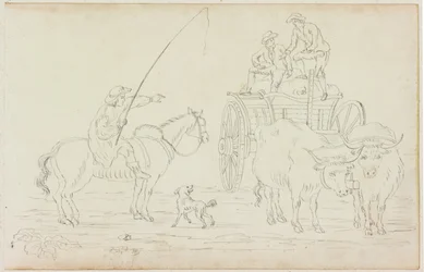 Oxcart Blocking the Way (penna på papper (på papper med M754))