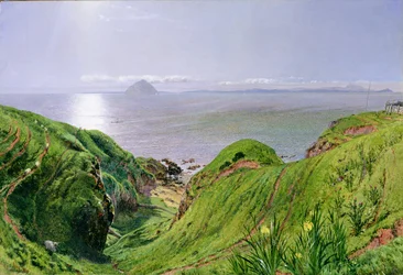Utsikt över Ailsa Craig och Isle of Arran