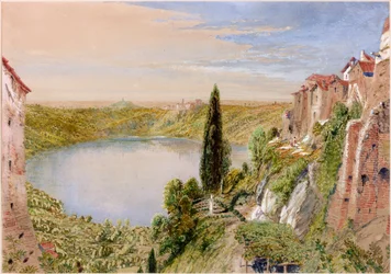 Lake Nemi, 1862 (f.Kr., penna och wc på papper)