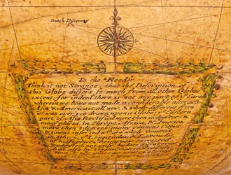 Tidig engelsk jordglob, ca 1673