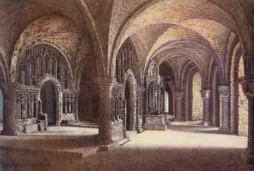 "Our Lady"-kapellet i undervåningen, Canterbury Cathedral (färglitografi)