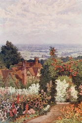 The Weald från Doktorns trädgård, Sutton Valence (färglitografi)