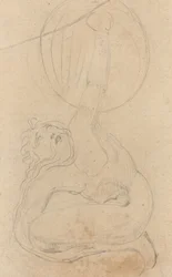 En hukande figur som håller en sköld [verso]