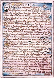 A Memorable Fancy, text från "The Marriage of Heaven and Hell", ca 1790-3 (reliefradering med penn- och akvarellfärg som avslutning)