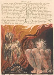 Urizens första bok, plåt 10, "7. Från hålorna i hans ledrygg...." (Bentley 11)