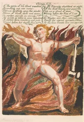 Urizens första bok, plåt 15, "8. Livsklotet blod darrade ...." (Bentley 18)