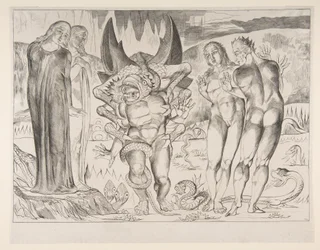 Circle of Thieves: Agnello Brunelleschi attackerad av en sexfotad orm, från Dan..., ca. 1825-27.