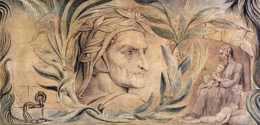 Dante Alighieri, ca 1800-03 (penna och bläck med tempera på duk)