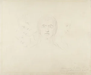 Fem visionære kvinders hoveder, ca. 1820 (grafit på papir) swed