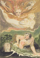 Fyra nakna män som träder fram ur sina element, plansch 4 ur «Urizens första bok», 1794