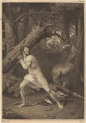 Orlando i raseri river upp träd, 1783.