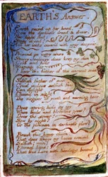 P.125-1950.pt31 Jordens svar: skylt 31 från Songs of Innocence and of Experience (kopia AA) c.1815-26 (etsning, bläck och akvarell)