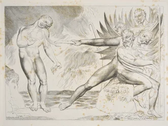 The Circle of the Corrupt Officials: The Devils tormenting Ciampolo Inferno, Canto XXII, illustration till "Divine Comedy" av Dante Alighieri, c.1827-38 (gravyr)